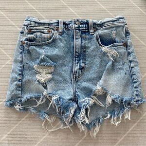 Abercrombie & Fitch The Mom Jean Shorts High Rise Distressed Women’s Size 25/0